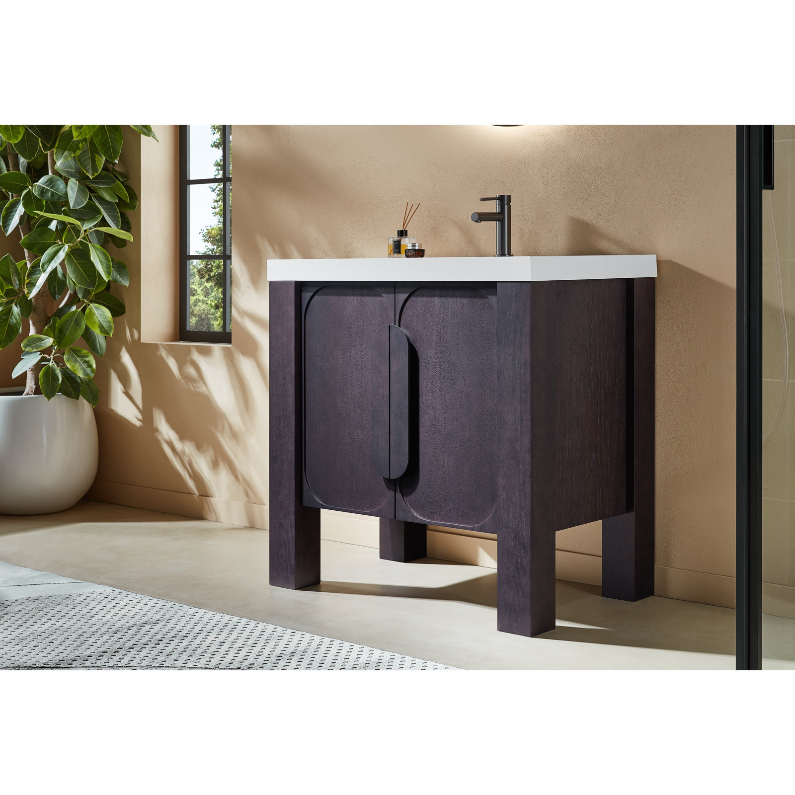 36" Oak Single Bathroom Vanity, White, Espresso 