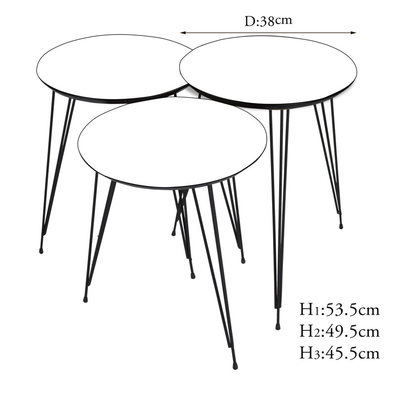 Ginsburg 3 Legs End Table Set, Grey