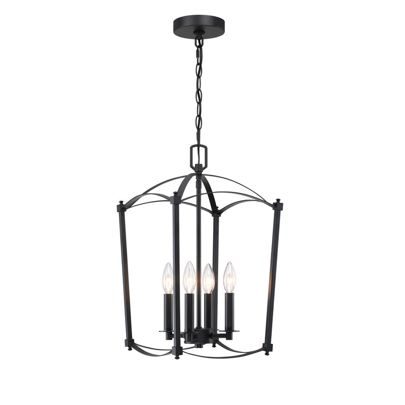 Luminaire suspendu noir mat à 4 lumières, H 20,08 po x l 12,01 po x P 12,01 po, Noir mat, 4 lumières