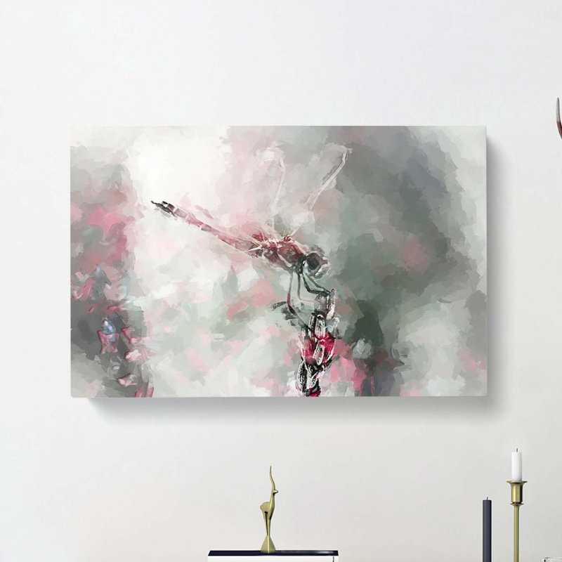 Perched Dragonfly In Abstract - Wrapped Canvas, 40cm H x 60cm W x 3cm D
