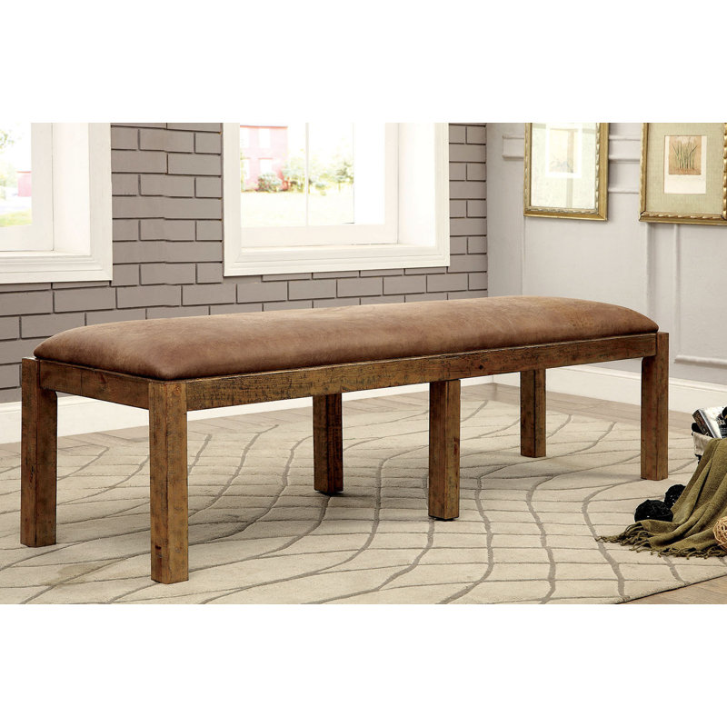 71.6" W Rustic Fabric Bench, Rustic Oak/Brown
