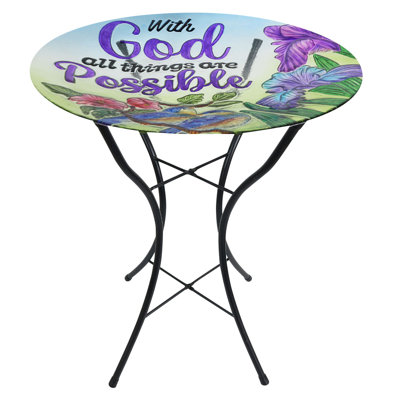 With God Glass Birdbath