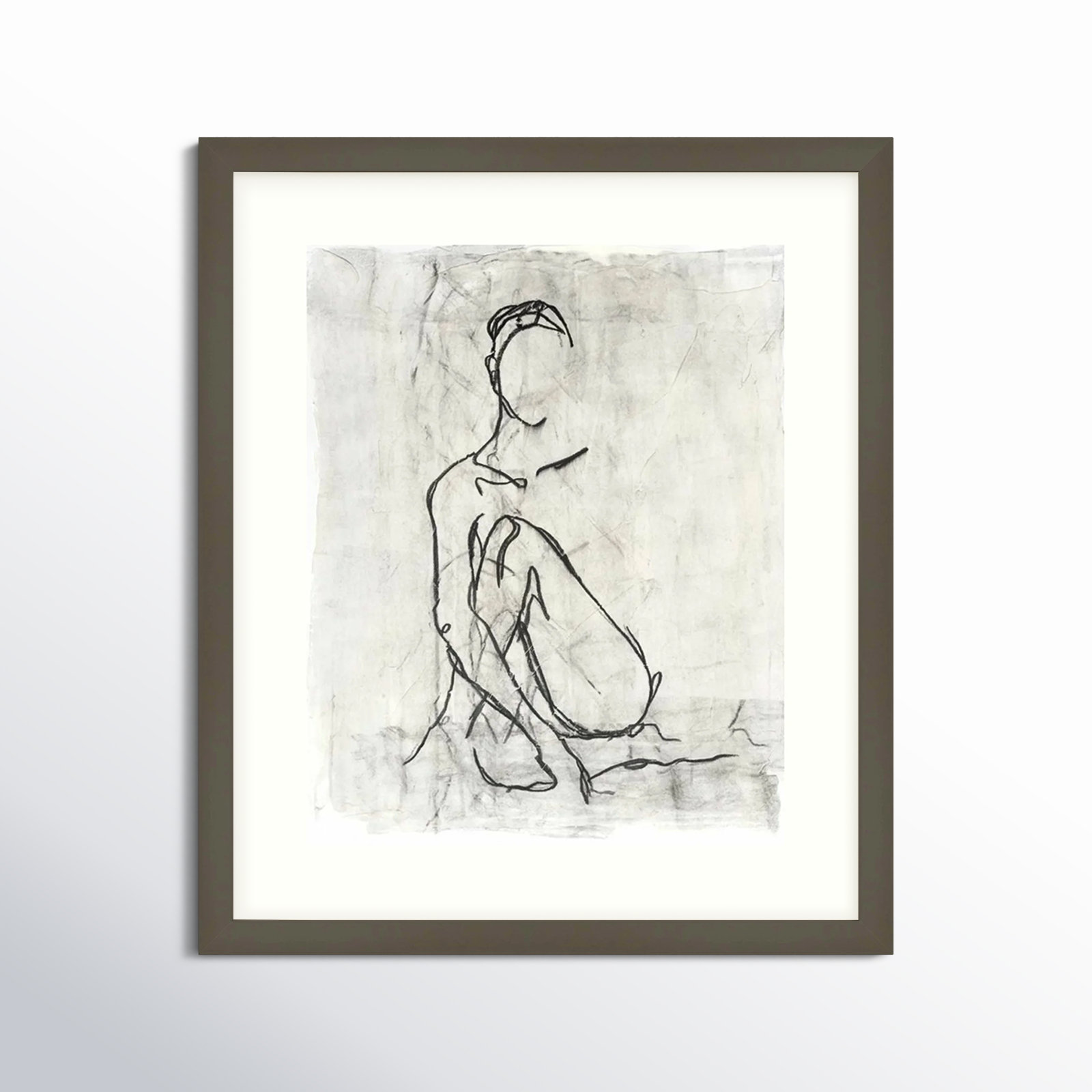 Embellished Nude Contour II Print, 20" H x 17" W, Gray Framed Paper