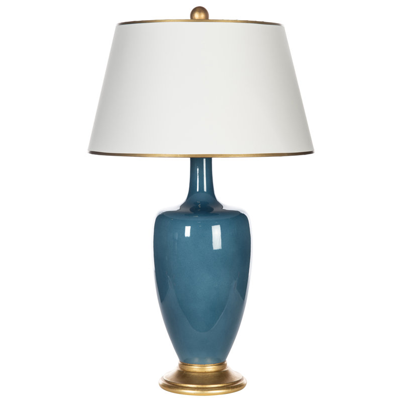 Larson Ceramic Table Lamp, Dark Teal