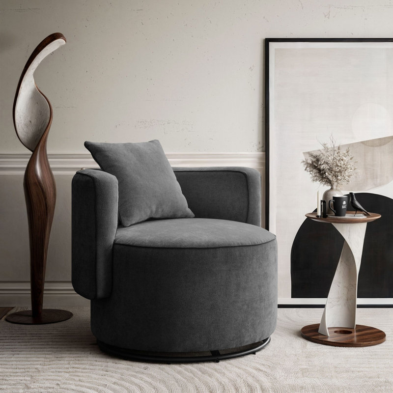 Bernella Upholstered Swivel Armchair, Graphite