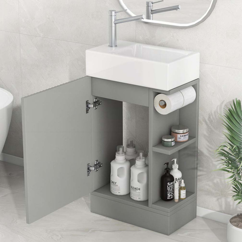 Meuble-lavabo 18,6 po avec lavabo, Gris
