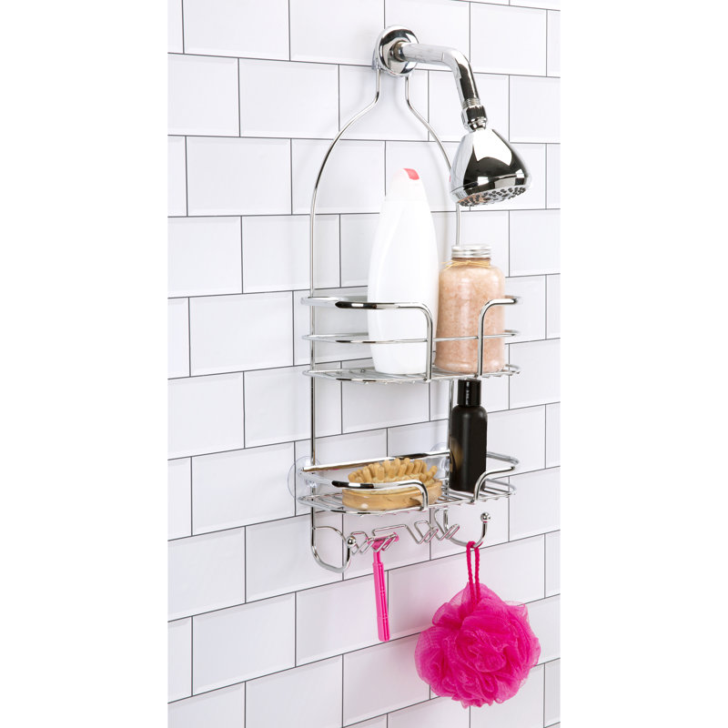 Chrome Silver Metal Suction Mount Shower Caddy