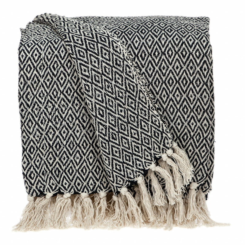 Jeté bohème noir et beige