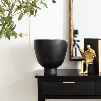 Grand bol décoratif noir en céramique Cole and Grey avec base surélevée