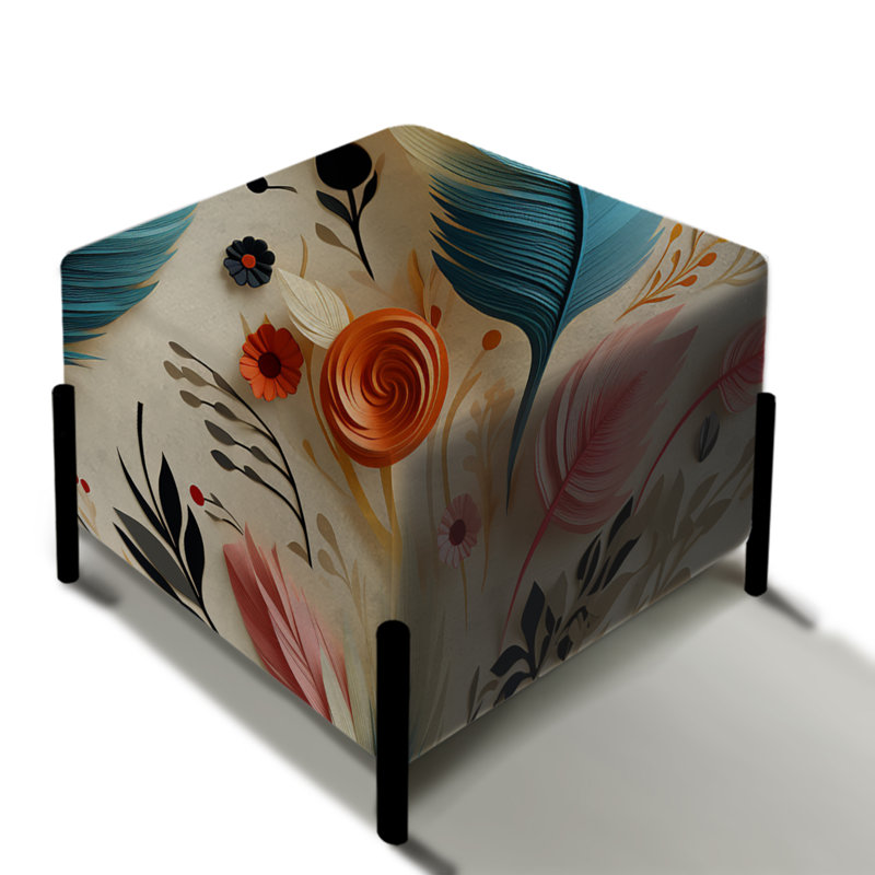 Repose-pieds carré floral et bleu Harmony Blooms