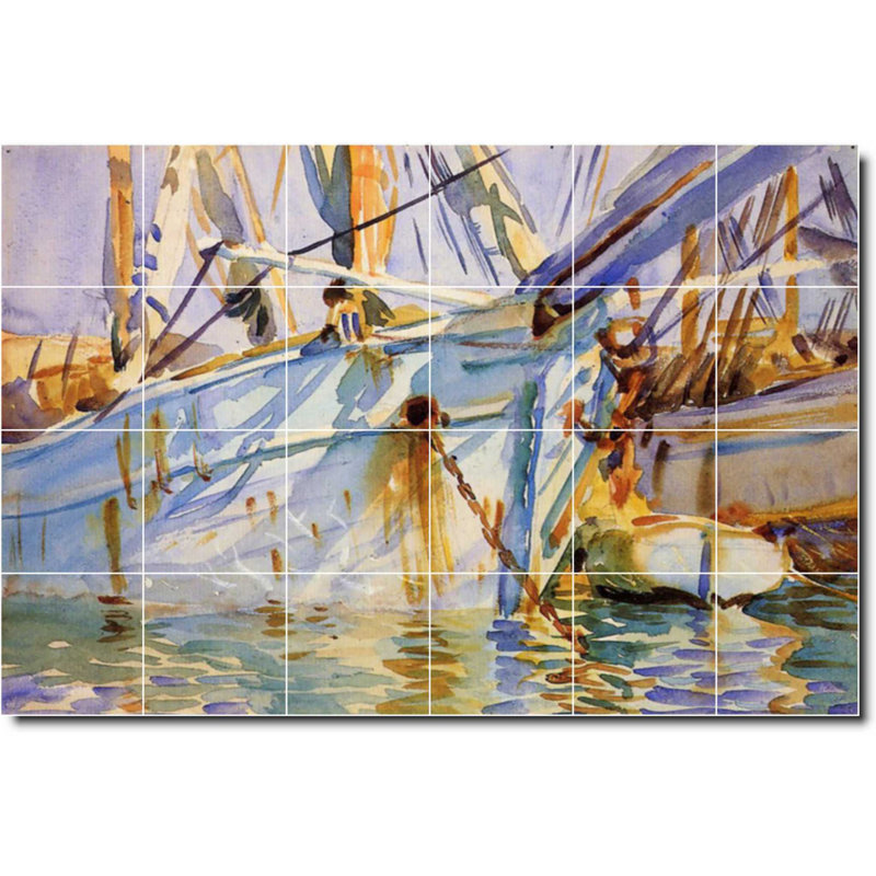 Carreau de peinture murale 48 po x 32 po 8 po x 8 po, John Sargent Waterfront, peinture W07992