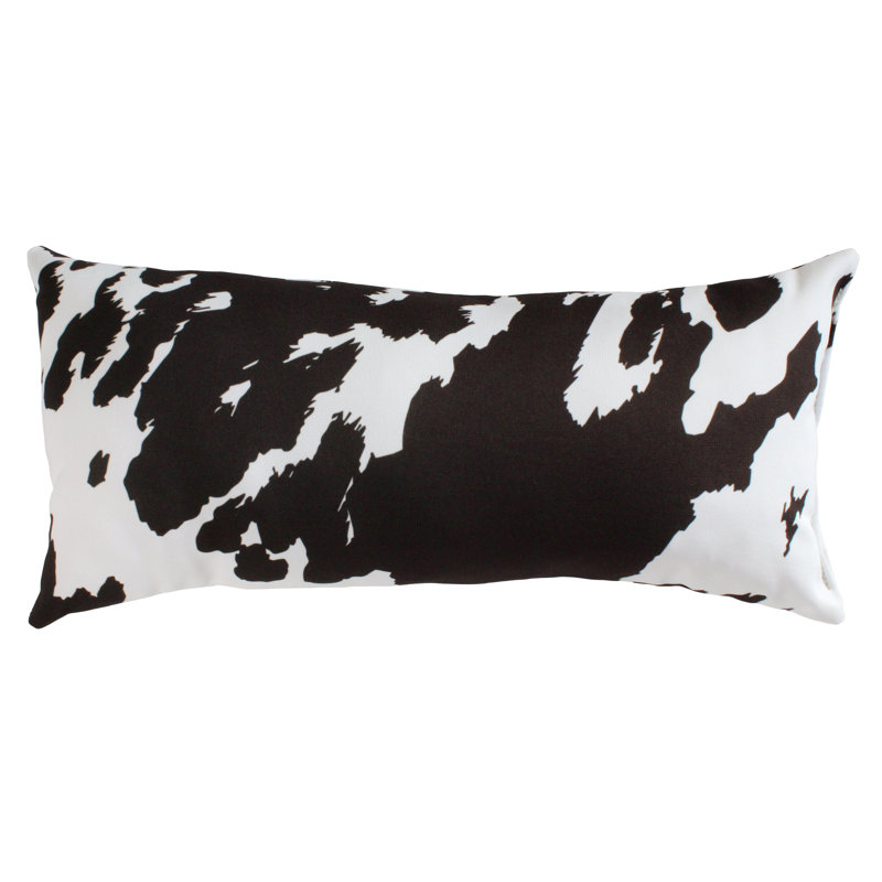 Dark Brown and White Animal Print Reversible Polyester Throw Pillow