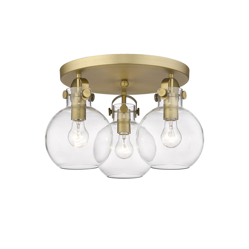Plafonnier encastré 3 lumières Slocomb, Laiton brossé, Transparent