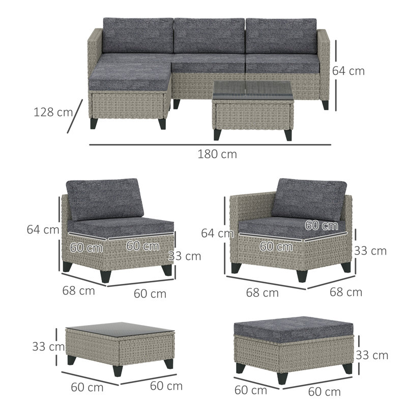 Wicker 4 - Person Garden Lounge Set with Cushions