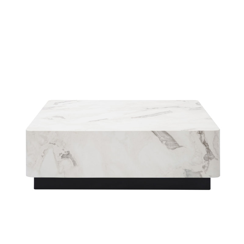 Fritzy Square Coffee Table In White Engineered Stone