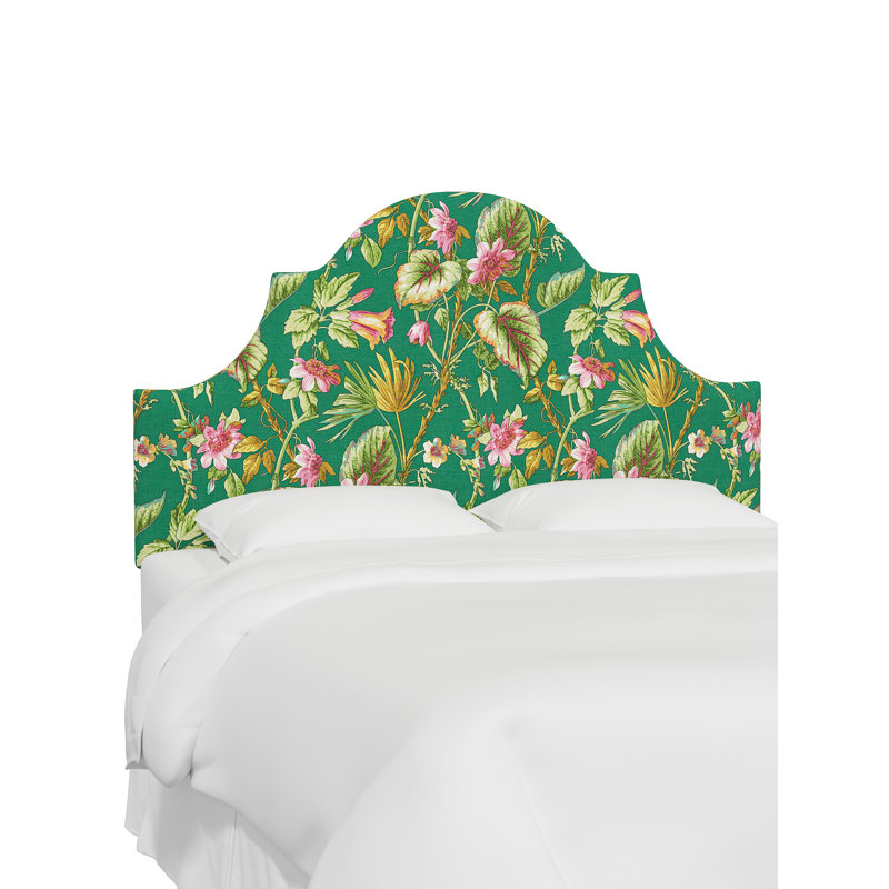 Tête de lit rouge à motifs faits de tissu de rouge et de tissu fabriqué par Chiffon & Company Geneva, Très grand