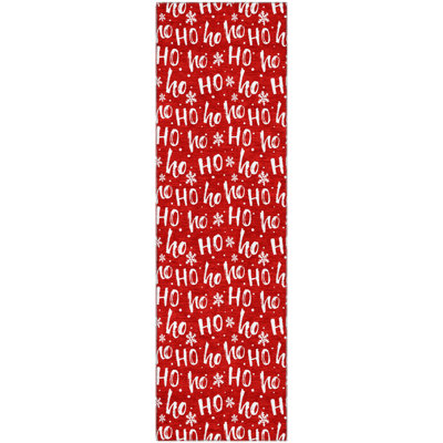 Premium Machine Washable Dockside AMF1814 HoHoHo Snowy Christmas Rug