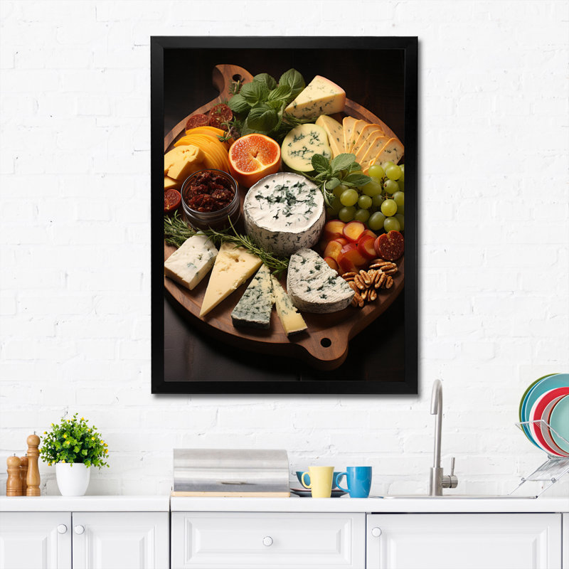 «Food Gourmet Cheese Board I», reproduction sur toile, Cadre photo noir, H 44 po x l 34 po x P 1,5 po