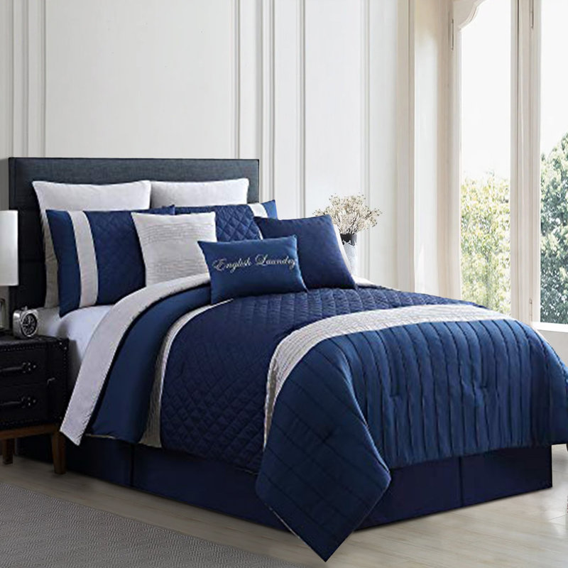  Ensemble d'édredon en microfibre bleu 8 pièces, Grand édredon et 8 pièces supplémentaires