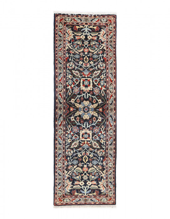 Tapis de couloir unique en laine 2 pi x 6 pi 6 po Ebbin Bleu marine, rouille, Malibu, beige