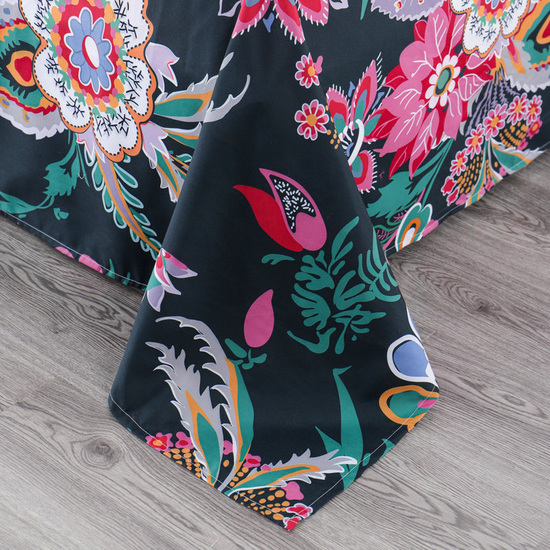 Ensemble de draps 6 pièces Polycotton, Courtepointe très grand + 5 pièces supplémentai, Motif floral rose