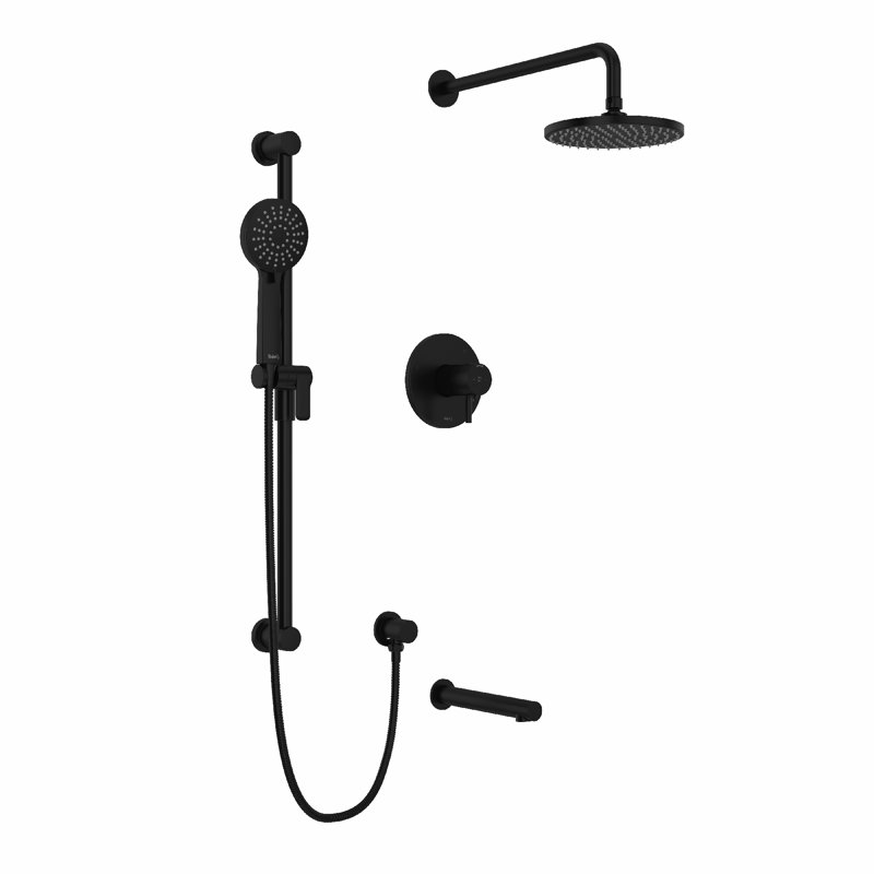 Riu 0.63" Thermostatic and Pressure Balance 3 Function System with Integrated Volume Control Featuring Rain Showerhead, Tub Spout and Multi-Function Handshower