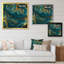 Art bleu doré liquide II - art moderne sur toile-108333121-108333124