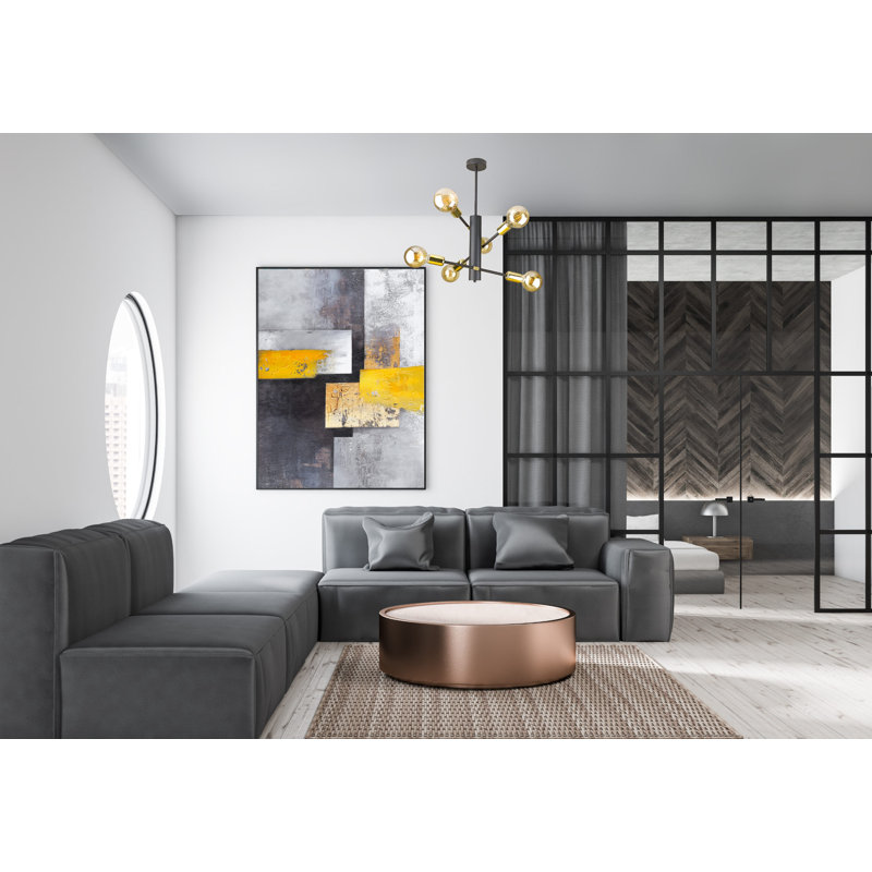 Velum 6-light Flush Mount, Black/Gold
