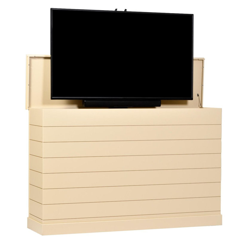 Outdoor Large Shiplap TV Lift Cabinet for TVs, Sandshade, 45.75''H x 77''W x 20.5''D