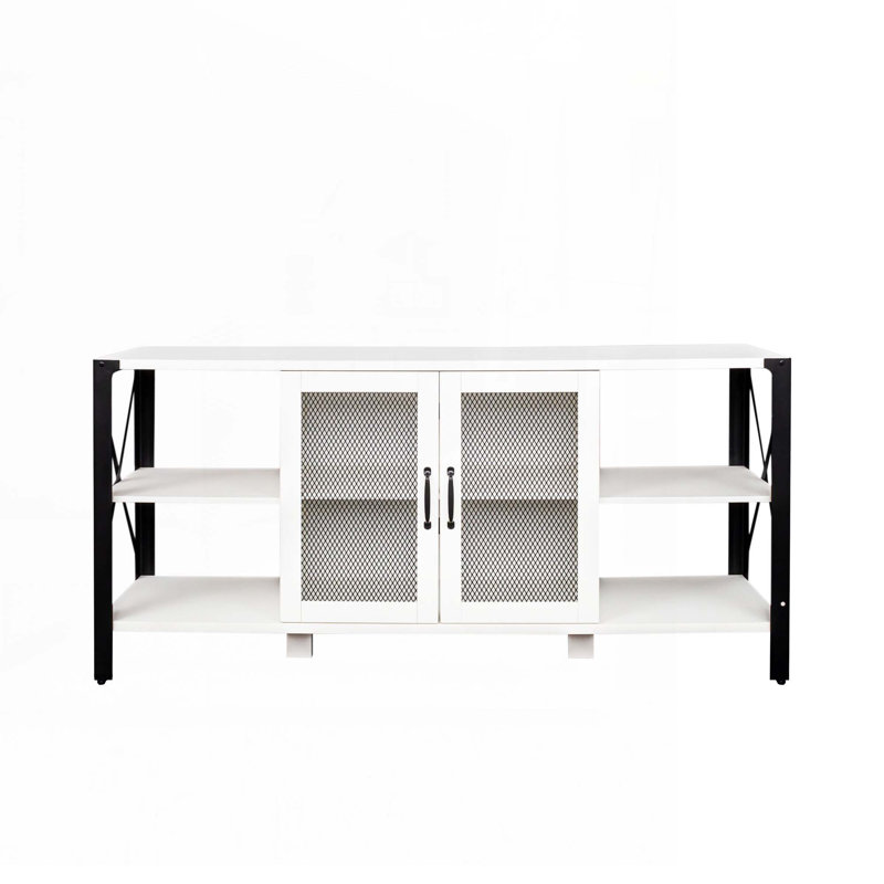 TV Stands with Metal Open Bookshelf, White