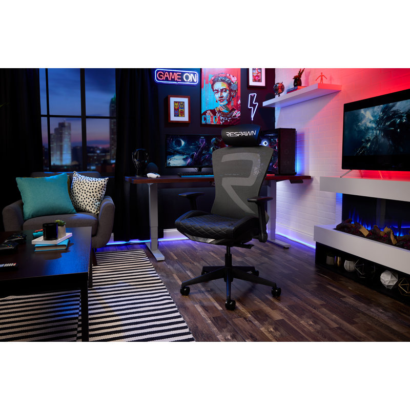 Black Ergonomic Mesh Gaming Chair with Adjustable Headrest