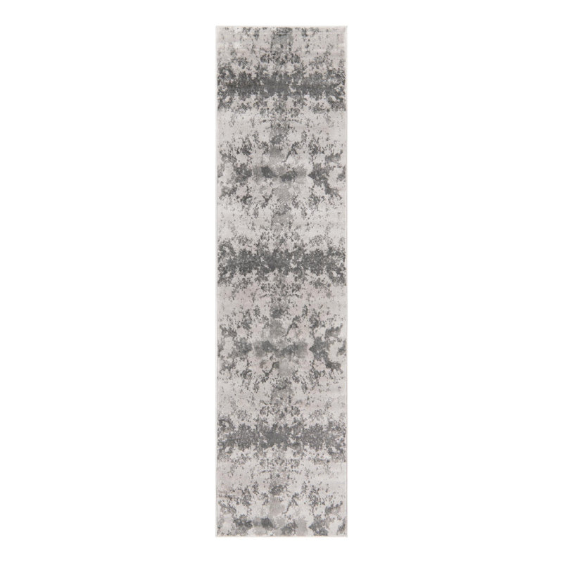 Tapis gris à motif géométrique Brantly, Tapis de couloir 2 pi x 8 pi