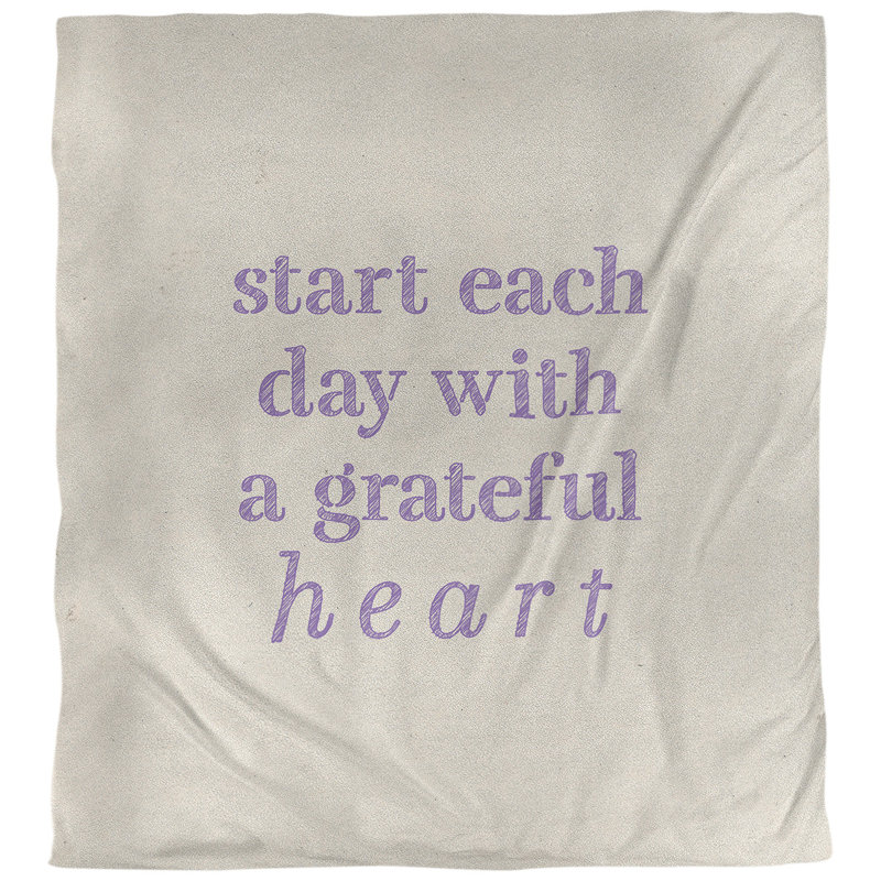 Housse de couette simple à citation gratitude, Housse de couette pour très grand lit, Blanc / Mauve