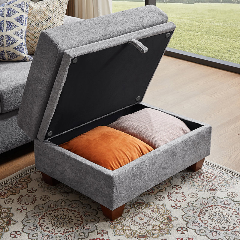 Lavaeh 108.66" Modern 4 Seaters Sectional Sofa with Hidden Coffee Table and Large Storage Space, Ash Fabric