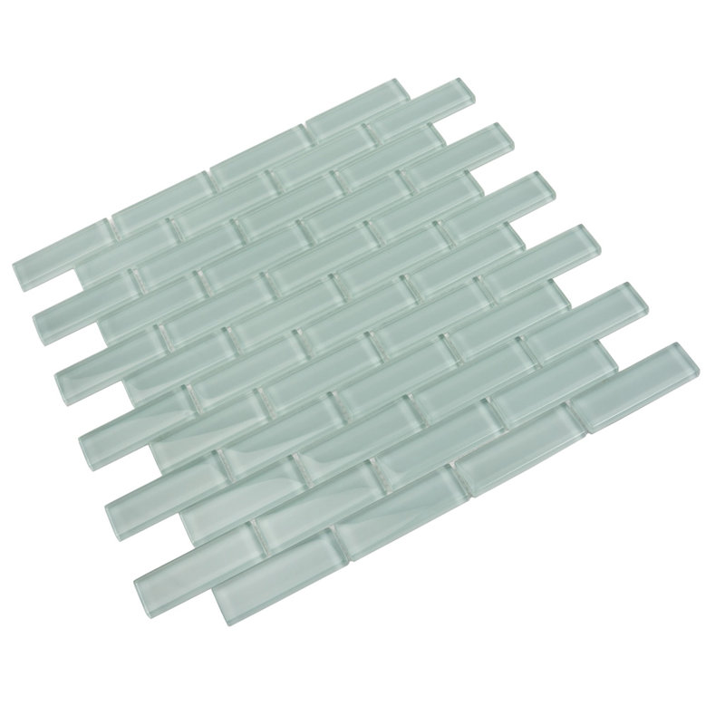 11.9"X 11.9" Polished Glass Brick Tile, Aqua