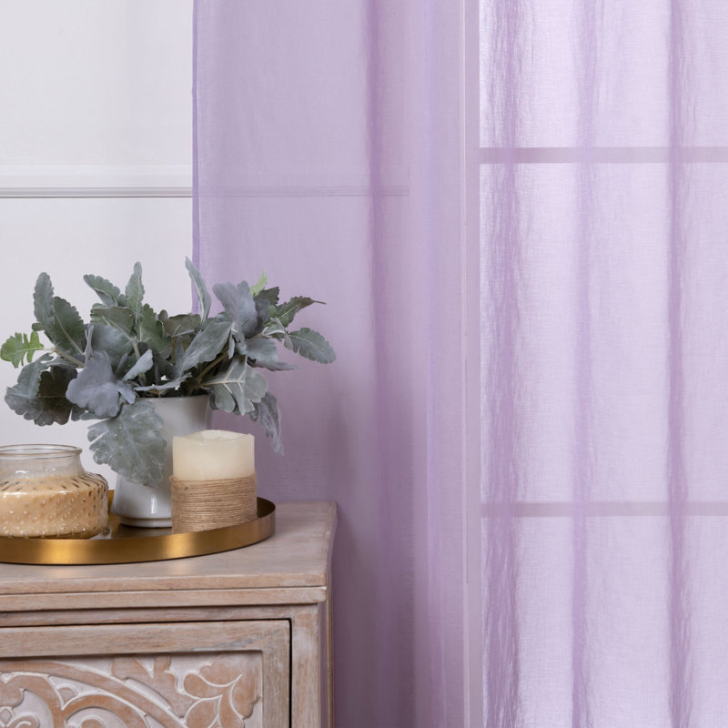 Paire de rideaux transparents avec œillets Amarely, L 52 po x L 84 po, Lavande