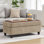 Banc multi-fonctionnel pour repose-pieds avec couvercle rabattable en bois et coussin