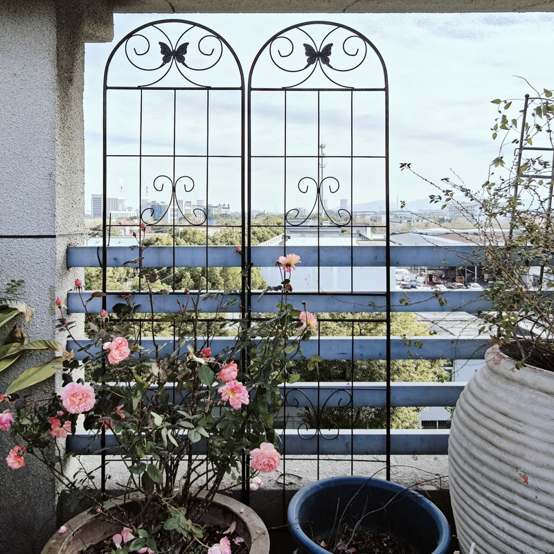 Ensemble de 4 treillis de jardin en métal 71 po x 19,7 po, antirouille noir pour une utilisation extérieure, installation facile, galvanisé robuste, supporte les plantes grimpantes comme la rose, le raisin, le treillis de concombre 4, support de plante, assemblage,