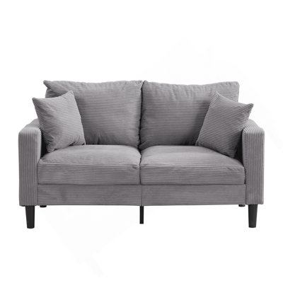 57 " High Resilience Loveseat Sofa, Wooden Frame 2 Seat Sofa, Comfy , Small Space Saving Modern Upholstered Sofa, Living Room Bedroom Apartment Small Space , Light Gray