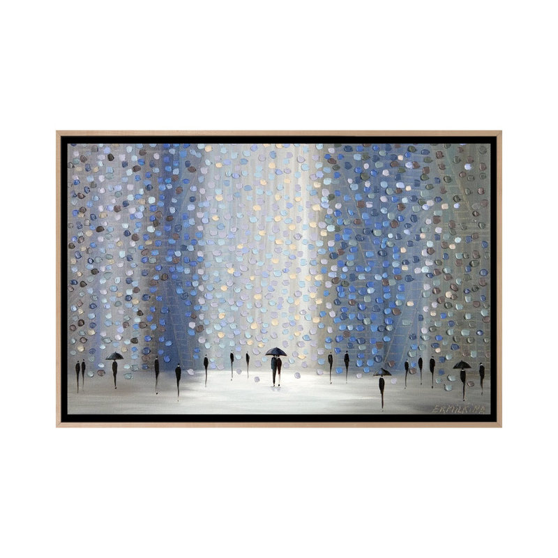 Rainy Morning by Ekaterina Ermilkina - Painting on Canvas, 45.72cm H x 66.04cm W x 3.81cm D, Oak Floater Framed