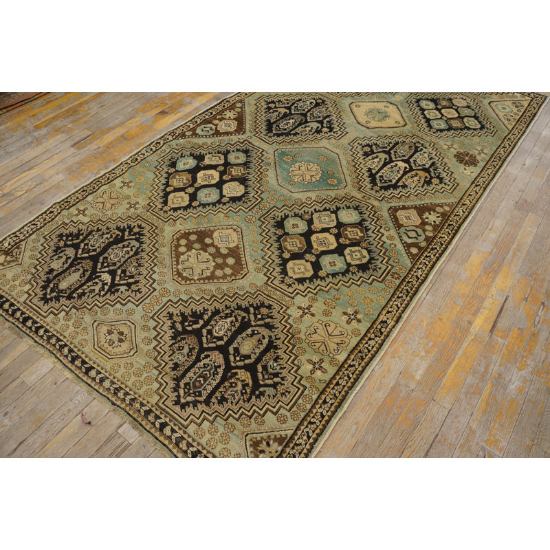 Antique Baku Caucasian Geometric Knotted Rug