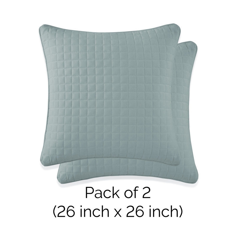 Taies d'oreiller matelassées Vilano de Southshore Fine Linens, en microfibre doublement brossée, à coutures carrées et bords passepoilés, lot de 2, 66 x 66 cm, bleu acier
