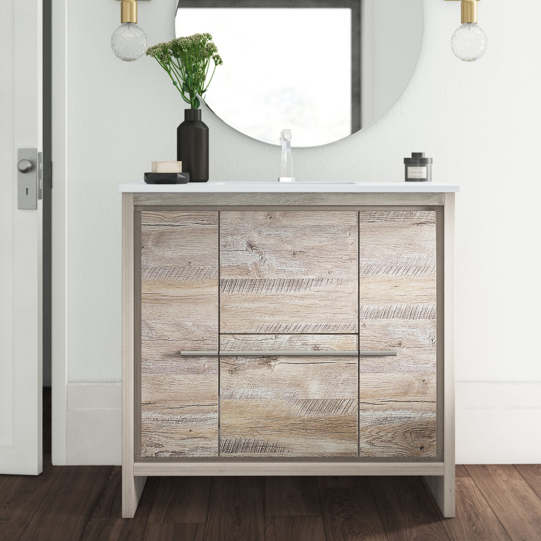 Tulughan 35.5'' Single Bathroom Vanity with Quartz/Ceramic Undercount Sink Top Millwood Pines