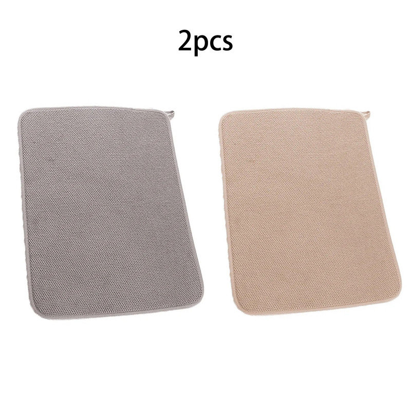 2 tapis de séchage de vaisselle multicolores multicolores pour tapis, Gris / beige