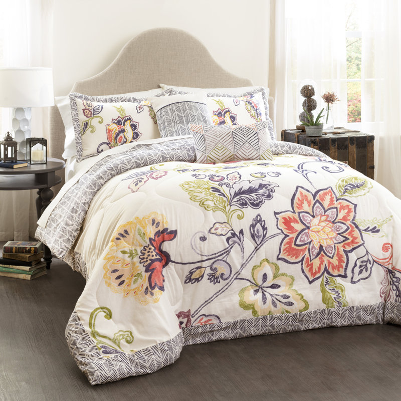 Aster Microfiber Traditional Comforter Set, King Comforter + 5 Additional Pieces