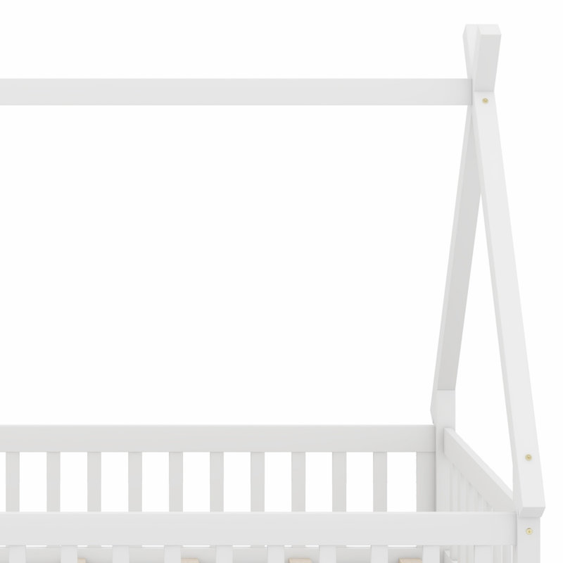 Low Floor Bedprotective Rails & Supportive Slats, White