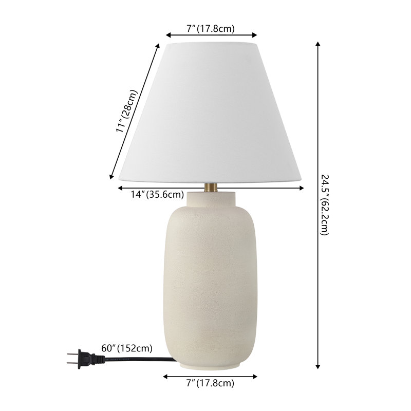 Elinore 24.5" Minimalist Scandinavian Resin/Iron Ginger Jar LED Table Lamp, Matte Cream