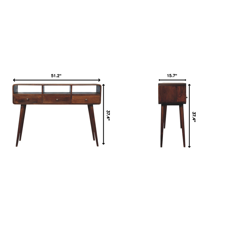 Console à trois tiroirs en bois