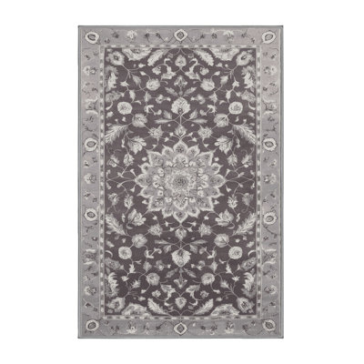 Machine Washable Tabriz Gray Area Rug
