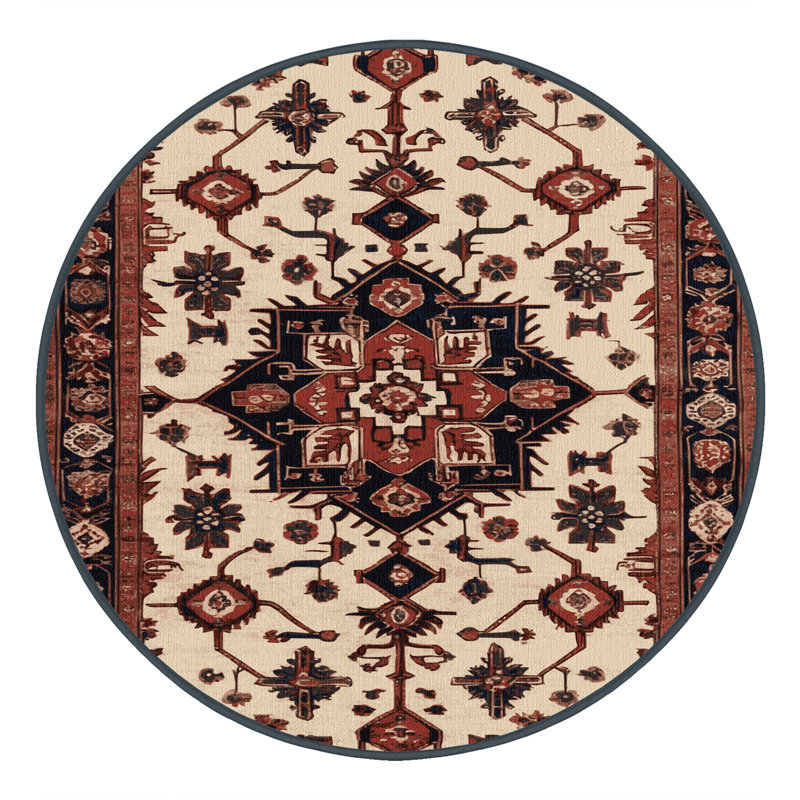 Tapis brun turc lavable à la machine, Rond 7 pi